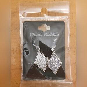 Silver Sparkly Dangle Earrings